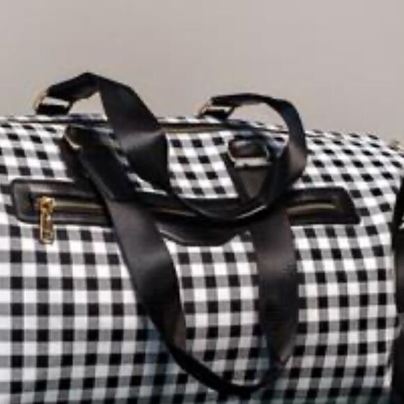 NEW! Super Durable Vinyl Buffalo Plaid Weekender Bag Boho Vacation Tote Cruise - Picture 2 of 2